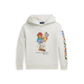 White hoodie with Polo Bear graphic and Ralph Lauren logo on a white background