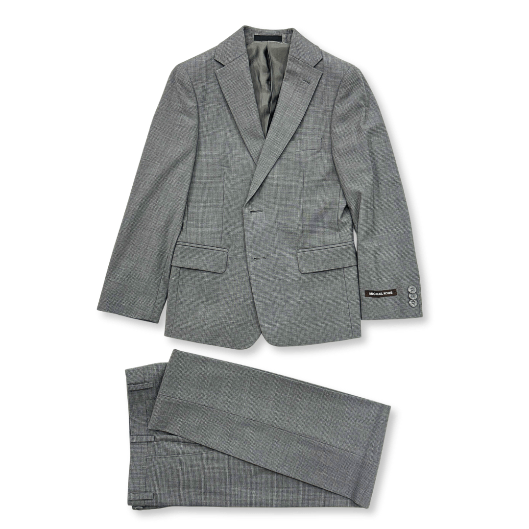 Michael Kors Boys Light Grey Mini Grid Wool Suit - NorthBoys