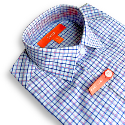 Tallia Boys White/Pink Plaid Dress Shirt
