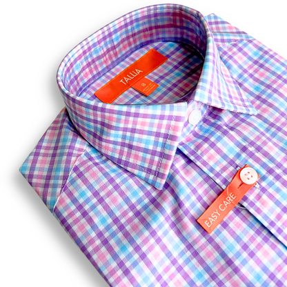 Tallia Boys Purple/Pink Gingham Dress Shirt