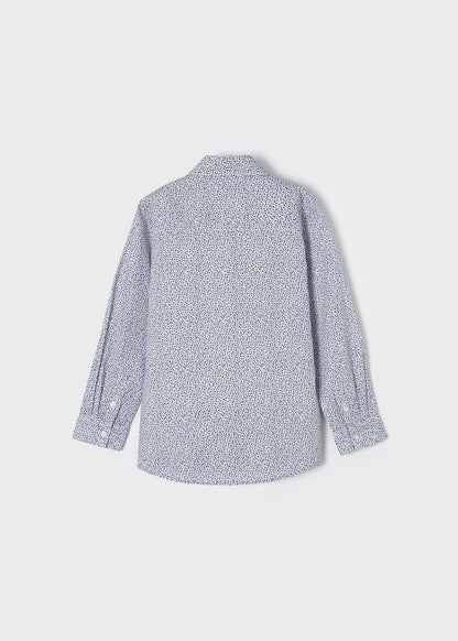 Mayoral Mini L/S Dress Shirt w/Floral Print_ Navy 3120-47
