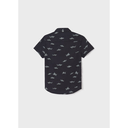 Nukutavake S/S Dress Shirt w/Shark Print _Dark Grey 6113-71