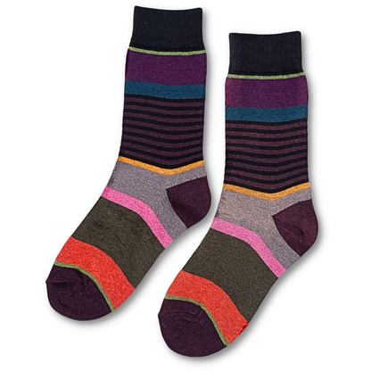 Vannucci Boys Striped Grey/Purple Socks _SS1203