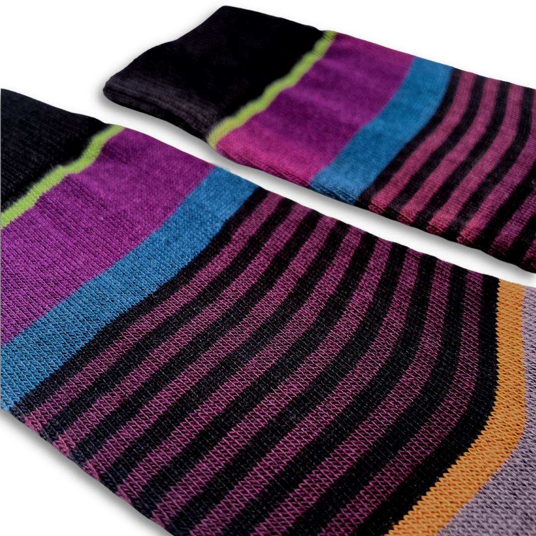 Vannucci Boys Striped Grey/Purple Socks _SS1203