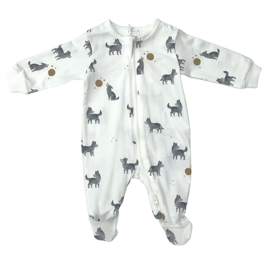 Petit Lem Baby Sleeper w/Wolf Print _Off White 22FRG28022-101