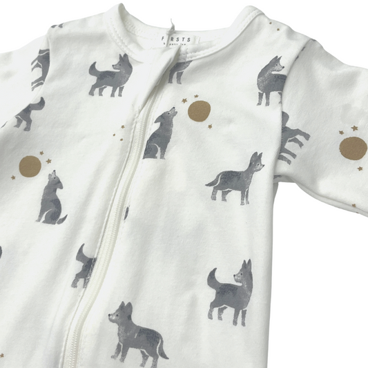 Petit Lem Baby Sleeper w/Wolf Print _Off White 22FRG28022-101