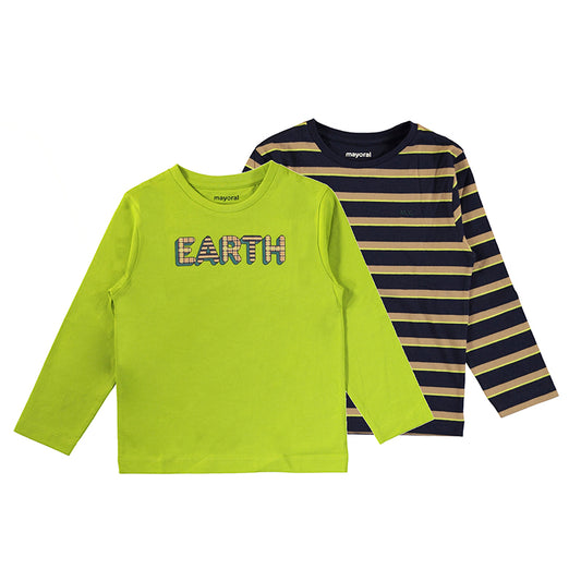 Mayoral Mini 2 L/s Sold/ Stripe Shirt Set 4082-18