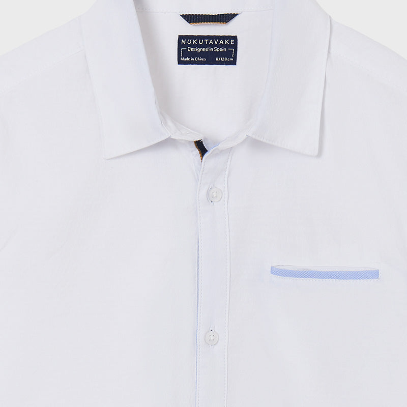 Nukutavake Boys White Contrast Dress Shirt