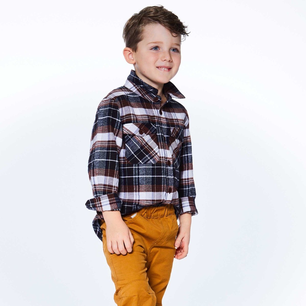 Deux Par Deux L/S Plaid Shirt _Grey E20U19 - 000 - NorthBoys