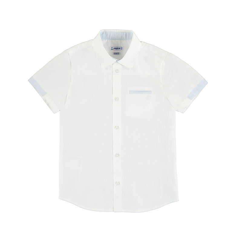 Mayoral Mini Short Sleeve Dress Shirt_ White 3116-10