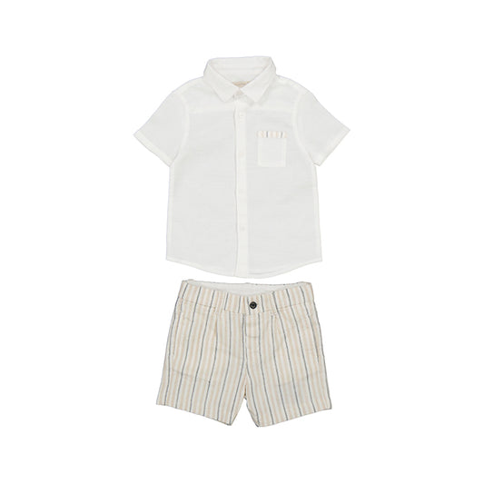 Mayoral Baby Dressy Linen Short Set_ Beige 1295-19