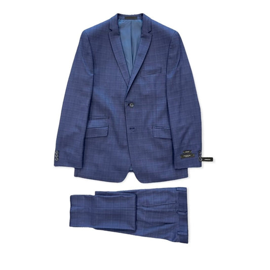 Marc New York Boys Husky Blue Plaid Suit