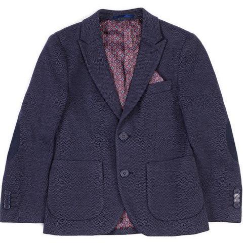 Isaac Mizrahi Boys Herringbone Slim Fit Navy Blazer-NorthBoys
