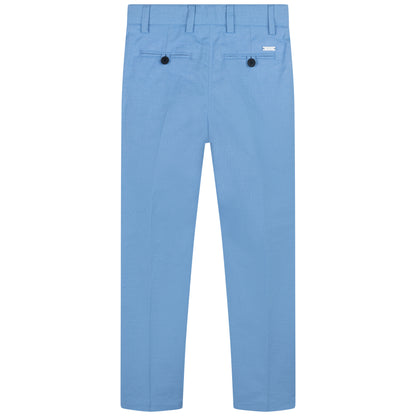 Hugo Boss Boys Oxford 2 Piece Slim Suit_ Pale Blue J26465/J24767-784