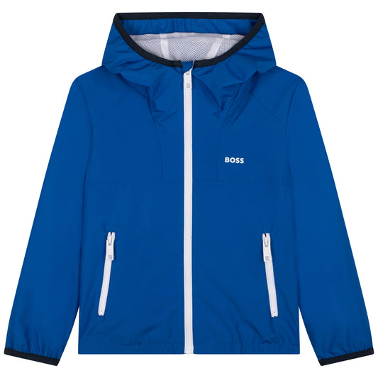 Hugo Boss Boys Hooded Windbreaker w/Logo_ Electric Blue J26469-871