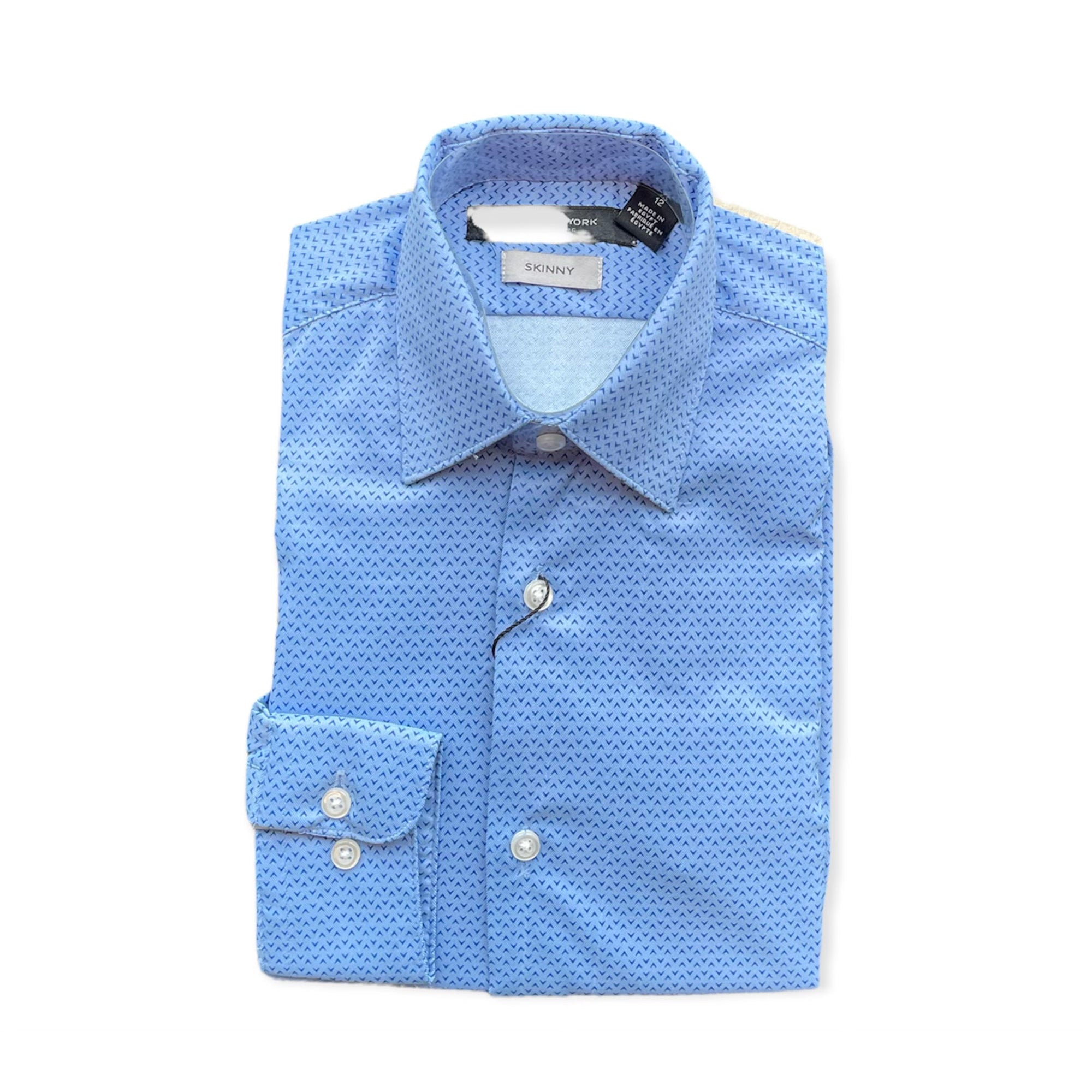 Marc New York Boys Skinny Blue Chevron Dress Shirt_ MBS0020