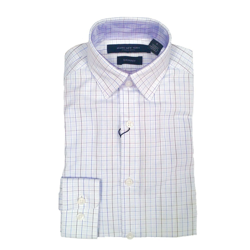 Marc New York Boys Skinny Blue/Grey Check Dress Shirt S0052 - NorthBoys