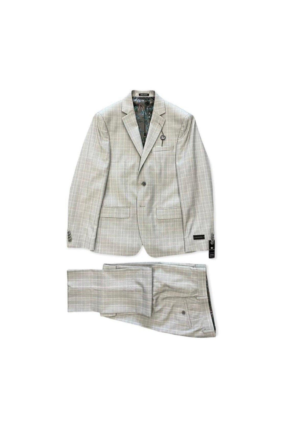 Marc New York Boys Skinny Light Grey Grid Suit-NorthBoys