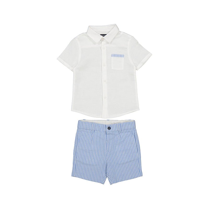Mayoral Baby Dressy Linen Short Set_ Light Blue 1295 - 020 - NorthBoys