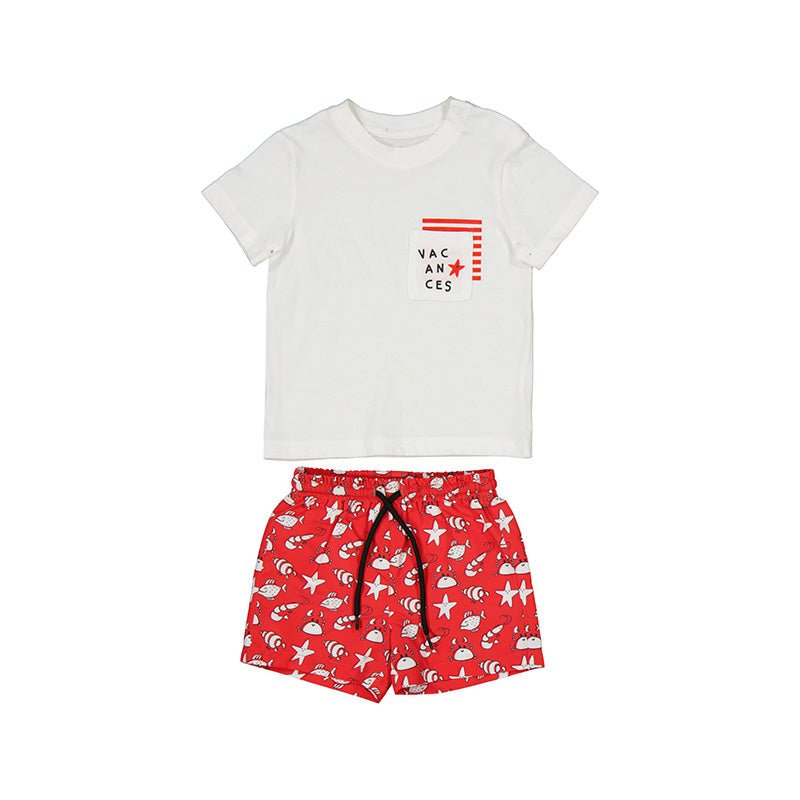 Mayoral Baby Swimsuit T-Shirt Set_ Red 1639-79-NorthBoys