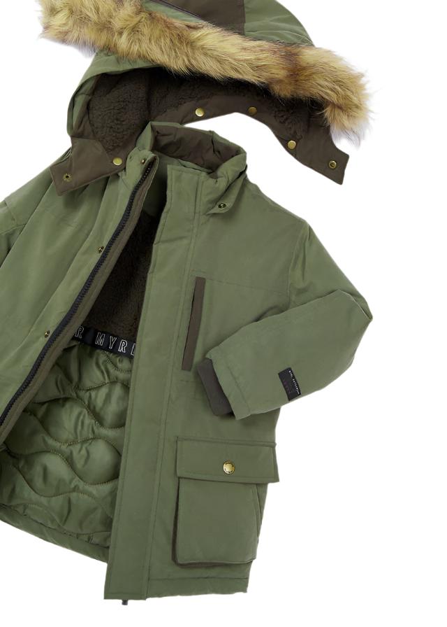Mayoral Mini Faux Fur Hooded Parka Coat _Green 4464 - 17 - NorthBoys