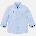 Mayoral Mini Long Sleeve Blue Cotton Dress Shirt 3142 - NorthBoys