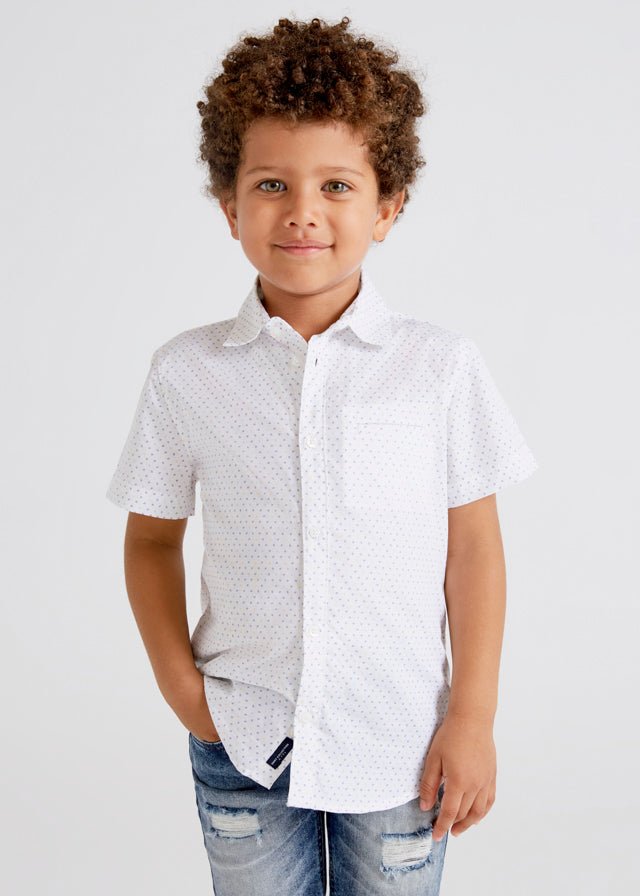 Mayoral Mini S/S Dress Shirt w/Micro Print_ White 3118 - 10 - NorthBoys