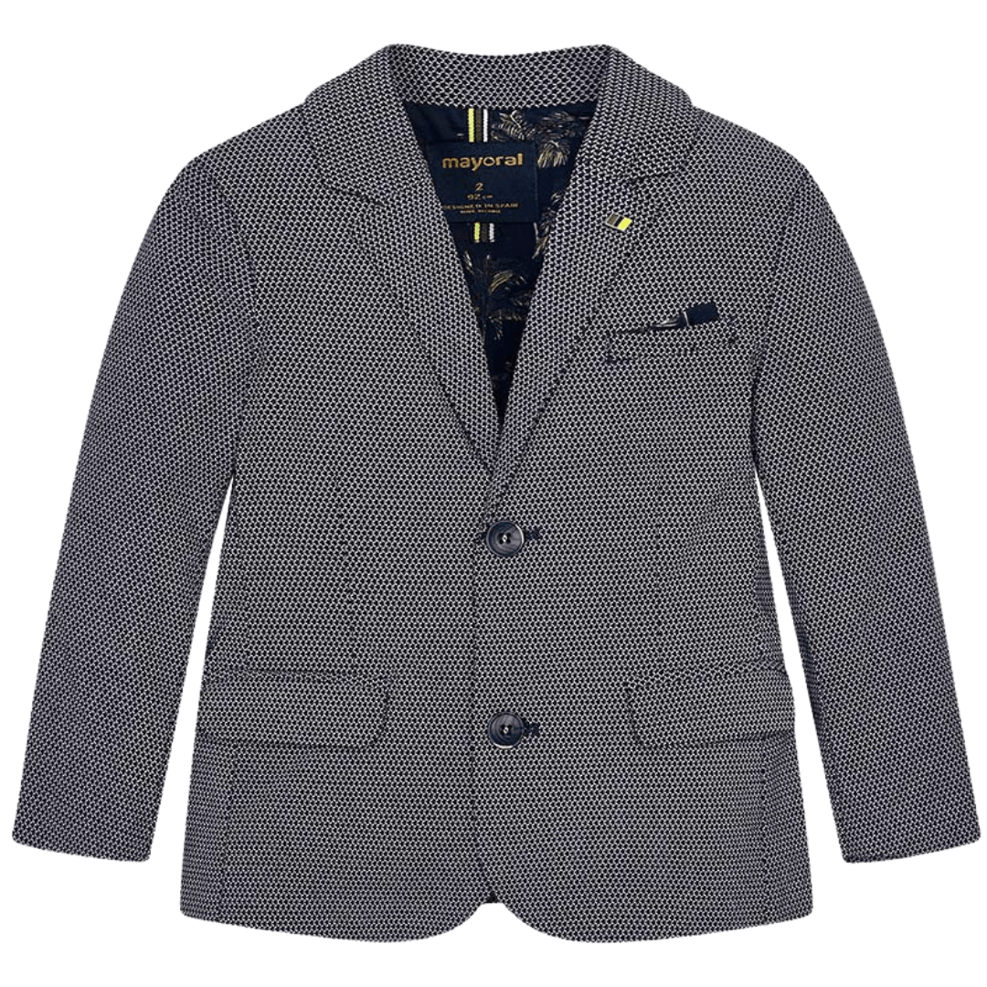Mayoral Mini Tailored Printed Navy Linen Blazer 3423 - NorthBoys
