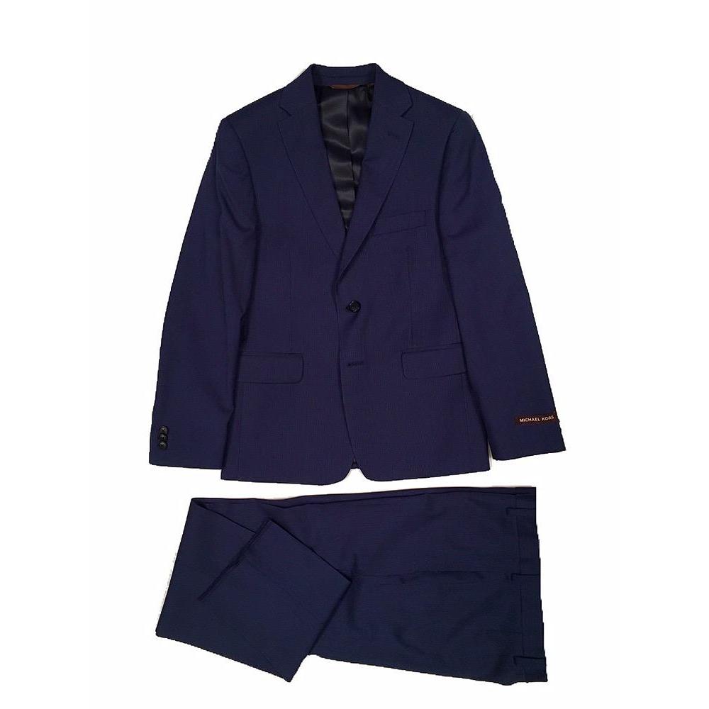Michael Kors Boys Husky Dark Blue Mini Herringbone Wool Suit ZH013-NorthBoys