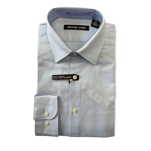 Michael Kors Boys Light Blue Tonal Cotton Dress Shirt - NorthBoys