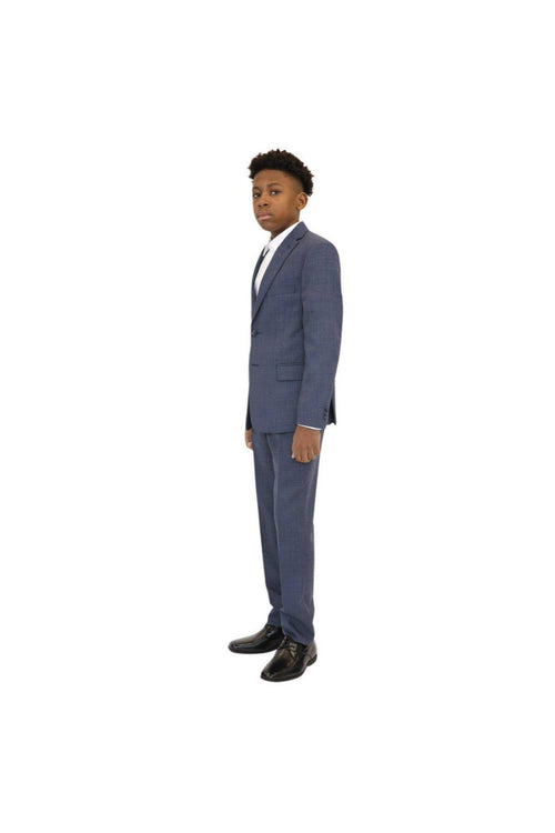 Michael Kors Boys Medium Blue Mini Check Wool Suit-NorthBoys