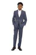 Michael Kors Boys Medium Blue Mini Check Wool Suit-NorthBoys