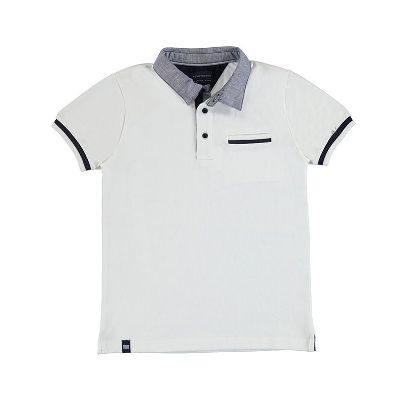 Nukutavake Boys Short Sleeve Polo w/Contrast _White 6107 - 43 - NorthBoys