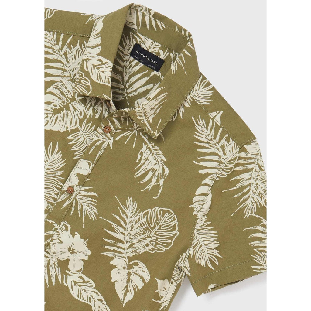 Nukutavake S/S Dress Shirt w/Leaf _Green 6113 - 72 - NorthBoys