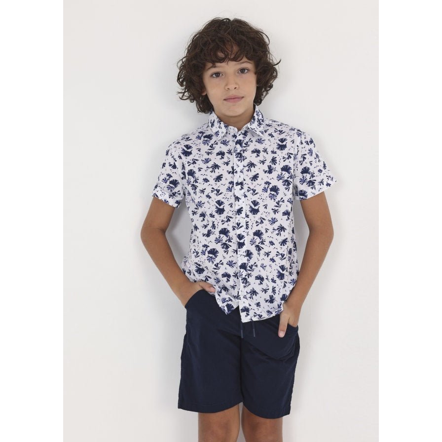 Nukutavake Short Sleeve Leaf Shirt_White/Navy 6112 - 68 - NorthBoys