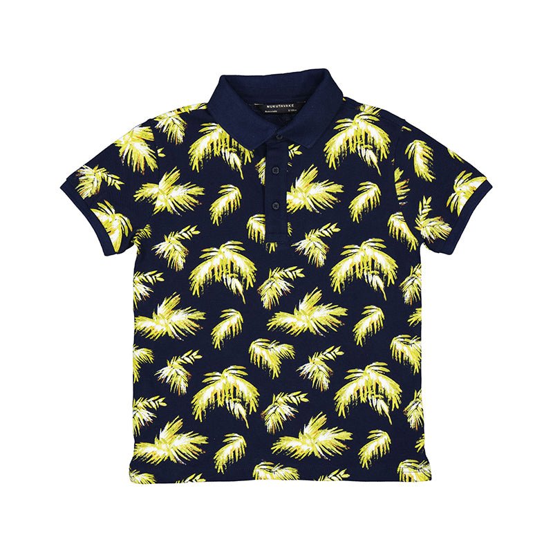 Nukutavake Short Sleeve Palm Tree Polo _Navy 6104 - 40 - NorthBoys