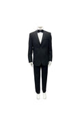PinoPorte Boys Black Tonal Check Wool Tuxedo-NorthBoys