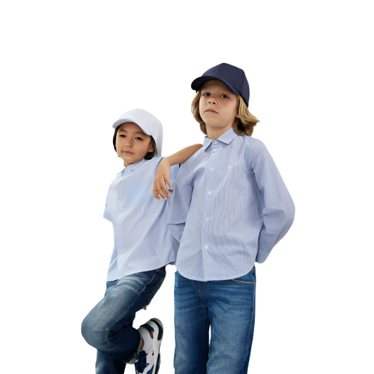 Emporio Armani Boys Blue Linen Dress Shirt_ 3R4C09-4N7NZ