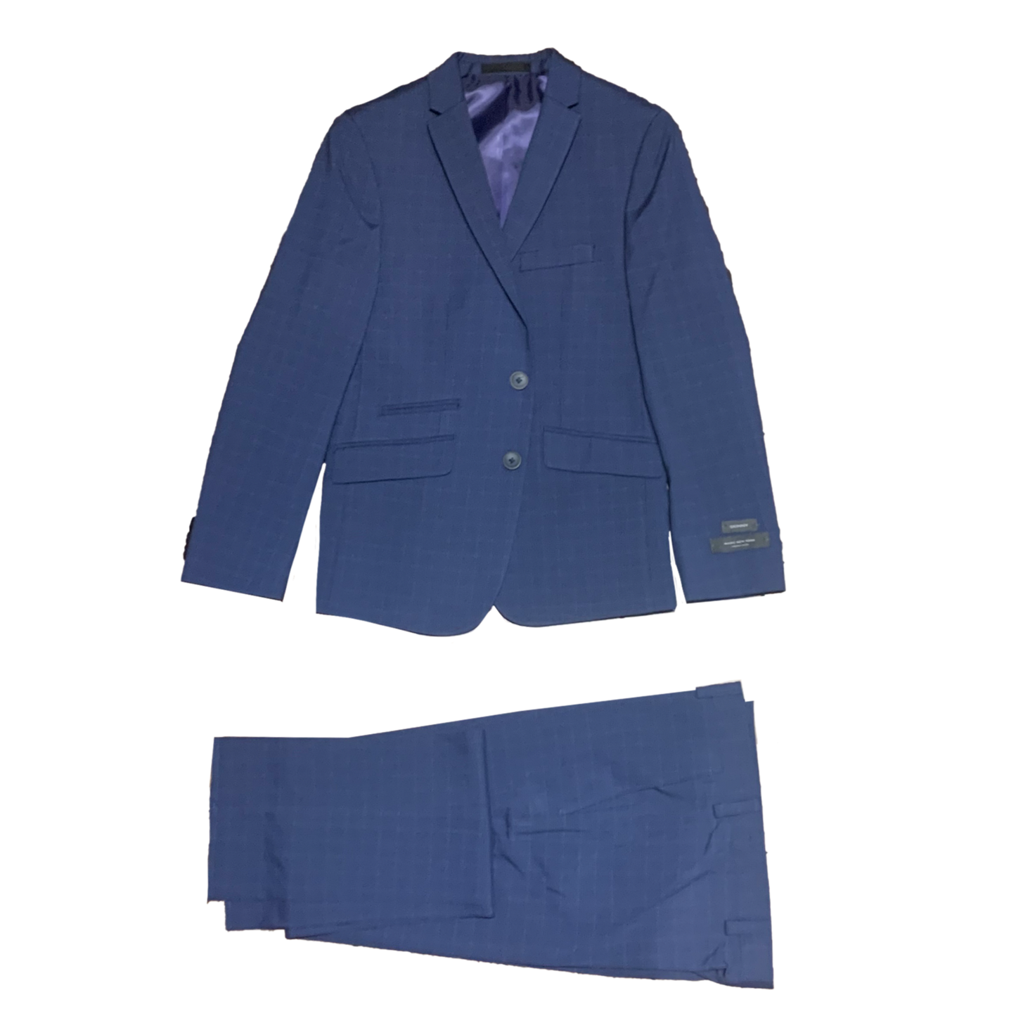 Marc New York Boys Skinny Navy Grid Suit W0675