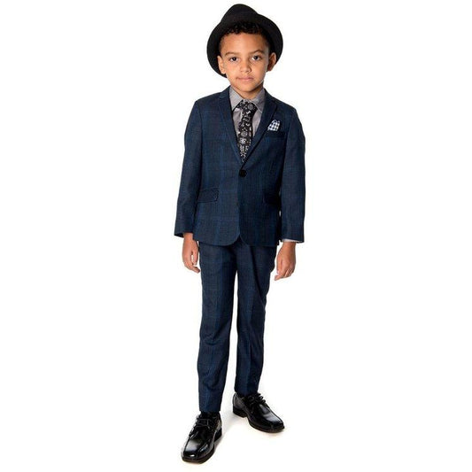 Appaman Mod Boys Slim Navy Plaid Suit S8SU8 Suits (Boys) Appaman 