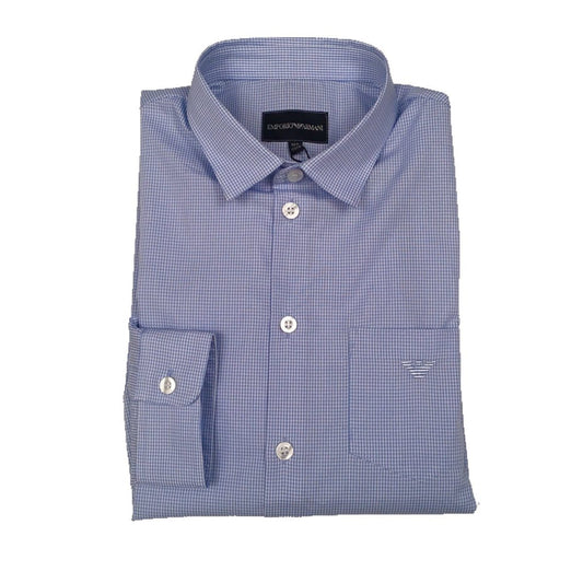 Emporio Armani Boys Printed Blue Dress Shirt 3H4C09-F710 Dress Shirts Emporio Armani 