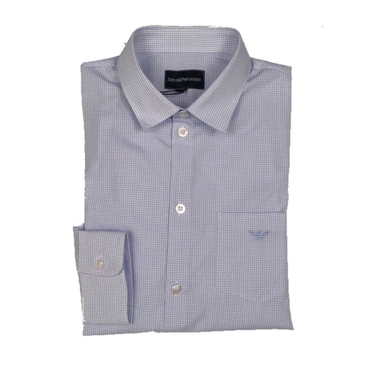 Emporio Armani Boys Printed Light Blue Dress Shirt 3H4C09-F118 Dress Shirts Emporio Armani 