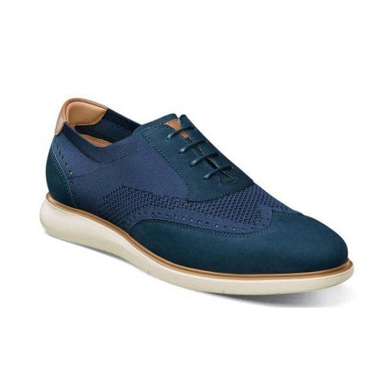 Florsheim Men's Shoe Fuel Knit Blue Wingtip Oxford Footwear - Mens Florsheim 