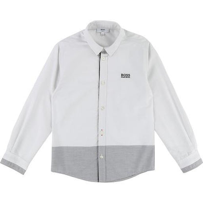Hugo Boss Boys Long Sleeved Shirt 182 J25C63 Dress Shirts Hugo Boss Black/Grey 8R 