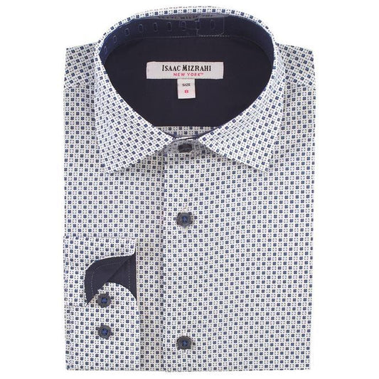 Isaac Mizrahi Boys Blue/Navy Grid Dress Shirt Dress Shirts Isaac Mizrahi 