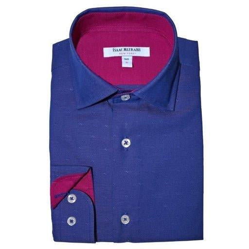 Isaac Mizrahi Boys Shirt 172 SH9310 Dress Shirts Isaac Mizrahi Navy 14R 