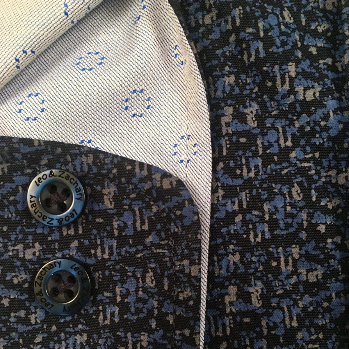 Leo & Zachary Boys Navy Graphics Dress Shirt 5773 Dress Shirts Leo & Zachary 