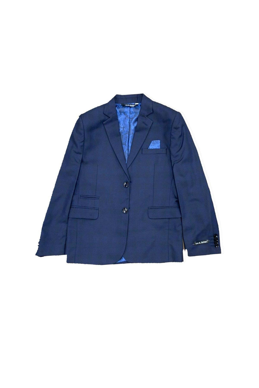 Leo & Zachary Boys Slim Blue Plaid Suit-NorthBoys