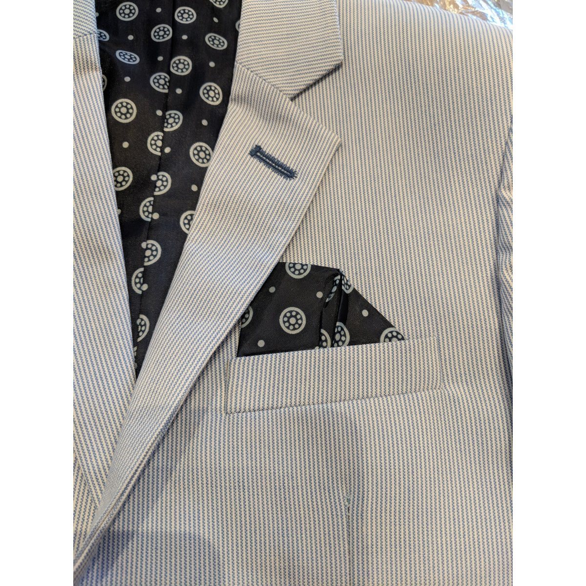 Leo & Zachary Boys Slim Blue Suit Searsucker 181 SUIT32 Suits (Boys) Leo & Zachary 