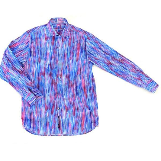 Luchiano Visconti Boys Blue/Fushia Fancy Dress Shirt Dress Shirts Luchiano Visconti 